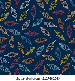 Elegant trendy ditsy vector foliage texture. Seamless pattern design of autumn color leaf outlines. Fall background design suitable for wallpaper, wrapping paper, screen printing and textile