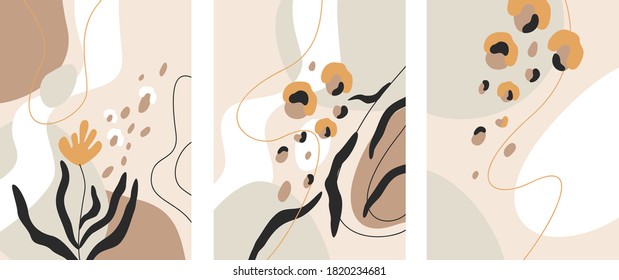 Elegant trendy floral and shapes background drawings are ready for your branding, invites, greeting cards, posters and wall art designs. 