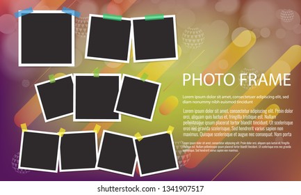 Elegant trendy flowing, fluid and liquid cover design background with photo frame. Illustrated vector.