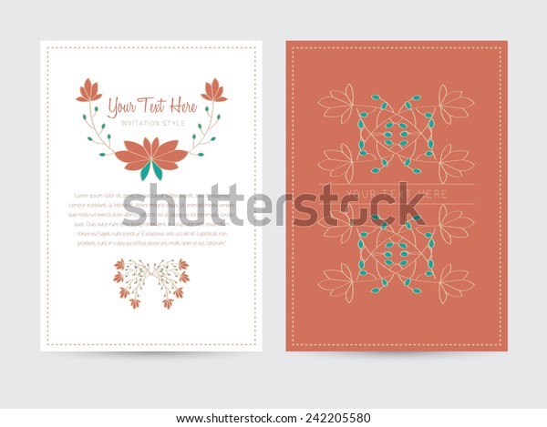 elegant trendy letter card and cover template\
with hand drawn floral ornament decorations- use for wedding\
invitations, anniversaries, valentine`s day gift cards, company\
special offers and\
promotions