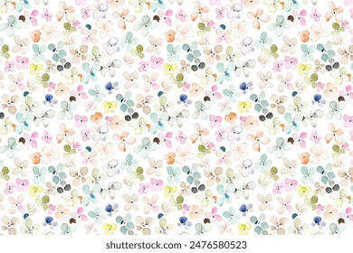 Elegant trendy pattern in small-scale flower. Millefleurs. Liberty style. Floral seamless background for textile, cotton fabric, covers, manufacturing, wallpapers, print, gift, scrapbooking.