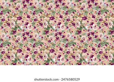 Elegant trendy pattern in small-scale flower. Millefleurs. Liberty style. Floral seamless background for textile, cotton fabric, covers, manufacturing, wallpapers, print, gift, scrapbooking.