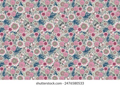 Elegante patrón de moda en flor de escala Pequeña. Millefleurs. Estilo Liberty. Fondo sin costura floral para textil, tela de algodón, cubiertas, fabricación, Fondos de pantalla, impresión, regalo, scrapbooking.
