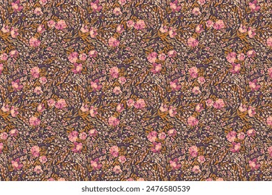 Elegant trendy pattern in small-scale flower. Millefleurs. Liberty style. Floral seamless background for textile, cotton fabric, covers, manufacturing, wallpapers, print, gift, scrapbooking.