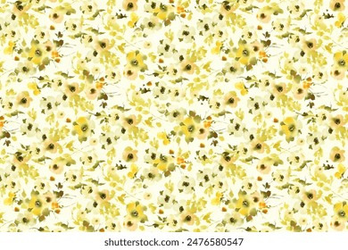 Elegant trendy pattern in small-scale flower. Millefleurs. Liberty style. Floral seamless background for textile, cotton fabric, covers, manufacturing, wallpapers, print, gift, scrapbooking.