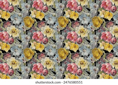 Elegant trendy pattern in small-scale flower. Millefleurs. Liberty style. Floral seamless background for textile, cotton fabric, covers, manufacturing, wallpapers, print, gift, scrapbooking.