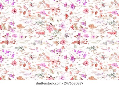 Elegant trendy pattern in small-scale flower. Millefleurs. Liberty style. Floral seamless background for textile, cotton fabric, covers, manufacturing, wallpapers, print, gift, scrapbooking.
