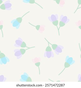 Elegant trendy tulip floral vector repeating pattern. Beautiful flower buds. Flora designs for fabric, wrapping, textile, wallpaper, card, paper gift, phone case, stationery.