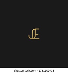 Elegant trendy unique artistic black and golden color JE EJ J E initial based letter icon logo.