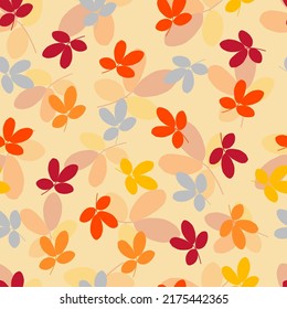 Elegant trendy vector ditsy floral seamless pattern design of autumn color leaves. Repeating foliage texture background for wallpaper, wrapping paper, surface printing and textile industry