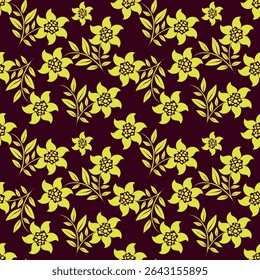 Elegant trendy vector ditsy floral seamless pattern design of beautiful abstract flowers and leaves. Foliage repeat texture background.