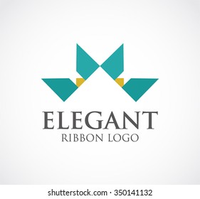 Elegant of triangle ribbon abstract vector and logo design or template decoration business icon of company identity symbol concept