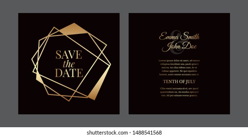 Elegant Triangular Save The Date Black Polygonal Invitation Design