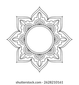 Elegant Tribal Maze Mandala in Black and White Coloring Book Page