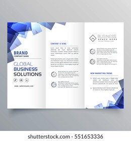 elegant trifold brochure with abstract blue shapes