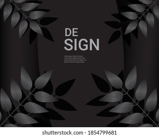 Elegant tropical background in black, tropical luxury hotel, spa, restaurant welcome letter card template etc.