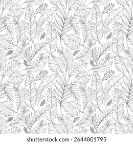 Elegant Tropical Leaf Pattern in Monochrome