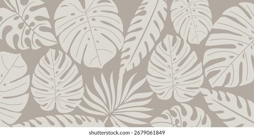 Elegant tropical leaf vector background with modern minimal design, perfect for wallpapers, branding, invitations, posters, web templates, packaging, and creative decorative projects.