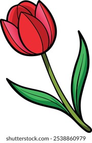 Elegant Tulip Flower Vector Illustration Reflecting the Grace of Spring Blooms