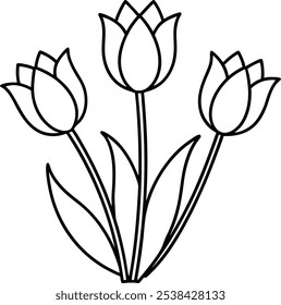 Elegant Tulip Line Art Vector - A Timeless and Minimalist Floral Design for Art Projects