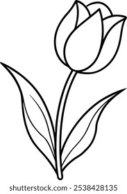 Elegant Tulip Line Art Vector - A Timeless and Minimalist Floral Design for Art Projects