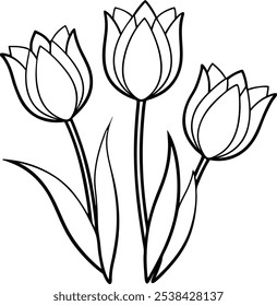 Elegant Tulip Line Art Vector - A Timeless and Minimalist Floral Design for Art Projects