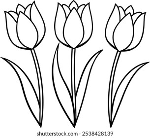 Elegant Tulip Line Art Vector - A Timeless and Minimalist Floral Design for Art Projects