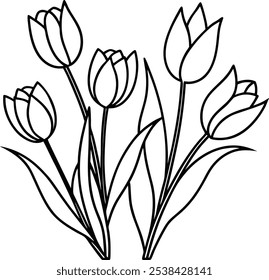 Elegant Tulip Line Art Vector - A Timeless and Minimalist Floral Design for Art Projects