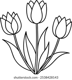 Elegante Vector de arte Tulip Line - Un diseño floral atemporal y minimalista para proyectos de arte