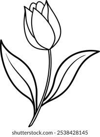 Elegant Tulip Line Art Vector - A Timeless and Minimalist Floral Design for Art Projects