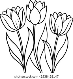 Elegant Tulip Line Art Vector - A Timeless and Minimalist Floral Design for Art Projects