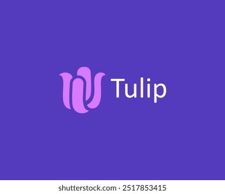 Elegant tulip minimalist logo. Creative flower plant logotype. Beauty salon cosmetics vector logotype