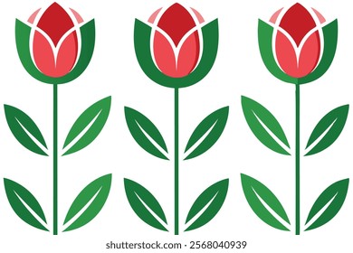 Elegant Tulip Pattern Vector - Seamless Floral Design for Print and Digital Use.beautiful tulip-pattern vector image, perfect for seamless floral designs, wallpapers, fabrics, and digital projects.