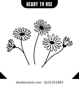 Elegant Tulip silhouette vector - Soft Linework, Subtle Shading, Curved Leaves, Closed Buds in Monochrome Style