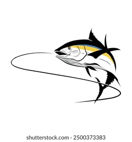 Elegante Ilustración vectorial de atún Saltar fuera del agua - Perfecto para sus actividades pesqueras