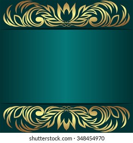 Elegant turquoise Background with ornate Borders - invite Design