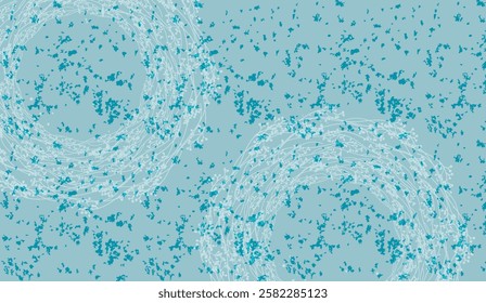 Elegant turquoise floral swirls and abstract shapes on a light blue backdrop create a visually captivating and serene pattern with decorative charm