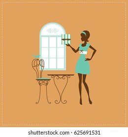 Elegant Turquoise Girl Silhouette