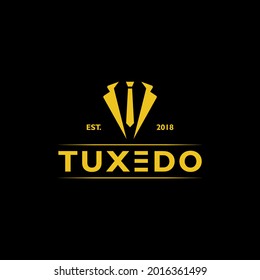 Elegant tuxedo men suit logo design