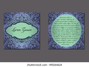 Elegant two sides of brochure. Nice hand-drawn illustration