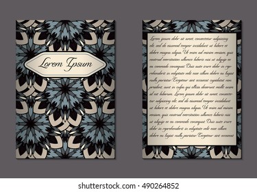 Elegant two sides of brochure. Nice hand-drawn illustration