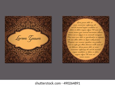 Elegant two sides of brochure. Nice hand-drawn illustration