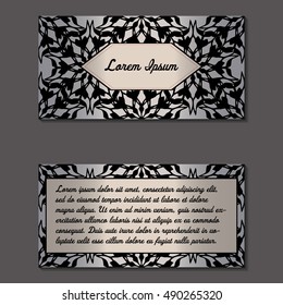 Elegant two sides of brochure. Nice hand-drawn illustration