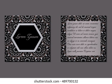 Elegant two sides of brochures. Nice hand-drawn illustration