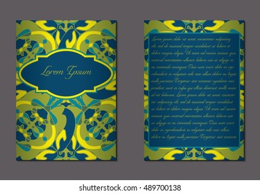 Elegant two sides of brochures. Nice hand-drawn illustration