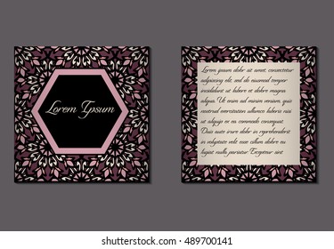 Elegant two sides of brochures. Nice hand-drawn illustration