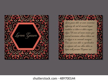 Elegant two sides of brochures. Nice hand-drawn illustration