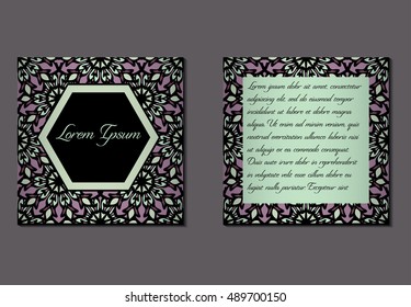 Elegant two sides of brochures. Nice hand-drawn illustration