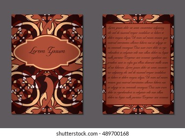 Elegant two sides of brochures. Nice hand-drawn illustration