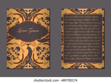 Elegant two sides of brochures. Nice hand-drawn illustration